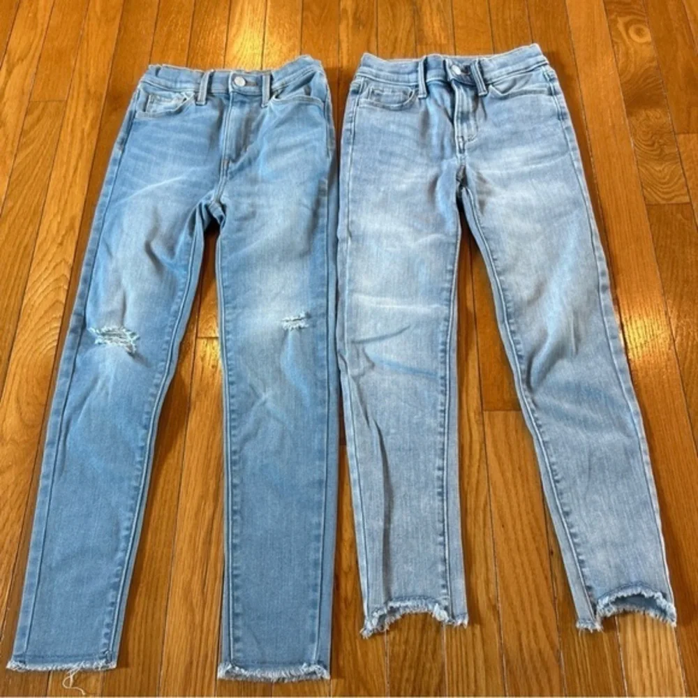 2 Pairs Old Navy Rockstar High Rise Stretch Light Blue Denim Jeans Girls Sz 8